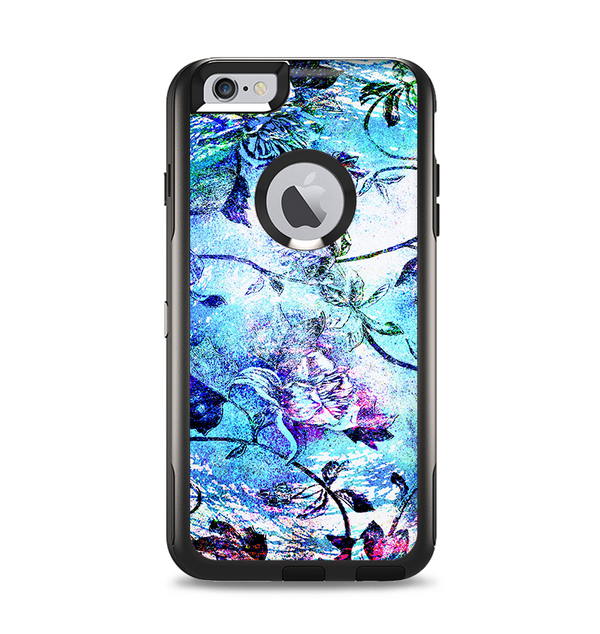 The Black & Bright Color Floral Pastel Apple iPhone 6 Plus Otterbox Commuter Case Skin Set