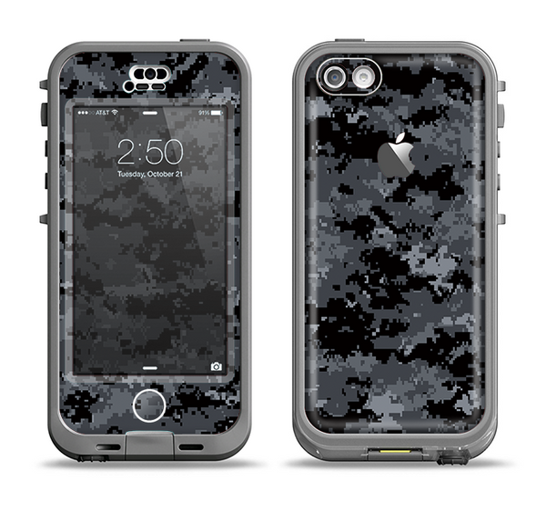 The Black Digital Camouflage Apple iPhone 5c LifeProof Nuud Case Skin Set