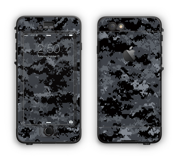 The Black Digital Camouflage Apple iPhone 6 LifeProof Nuud Case Skin Set