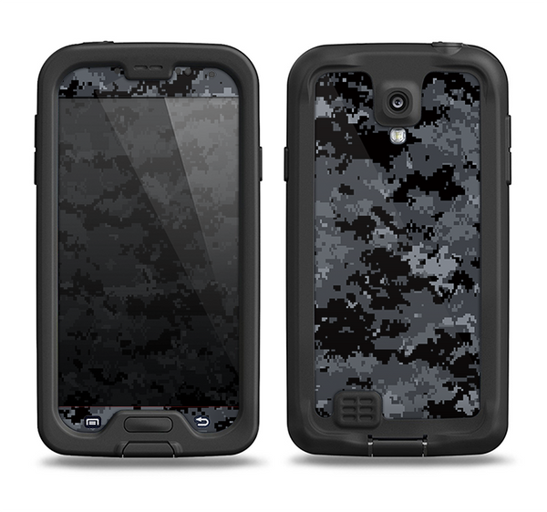 The Black Digital Camouflage Samsung Galaxy S4 LifeProof Nuud Case Skin Set