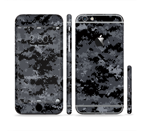 The Black Digital Camouflage Sectioned Skin Series for the Apple iPhone 6s Plus