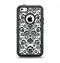 The Black Floral Delicate Pattern Apple iPhone 5c Otterbox Defender Case Skin Set