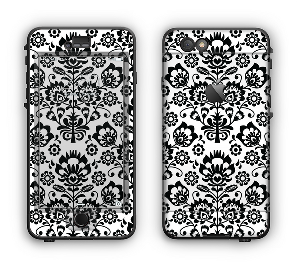 The Black Floral Delicate Pattern Apple iPhone 6 LifeProof Nuud Case Skin Set