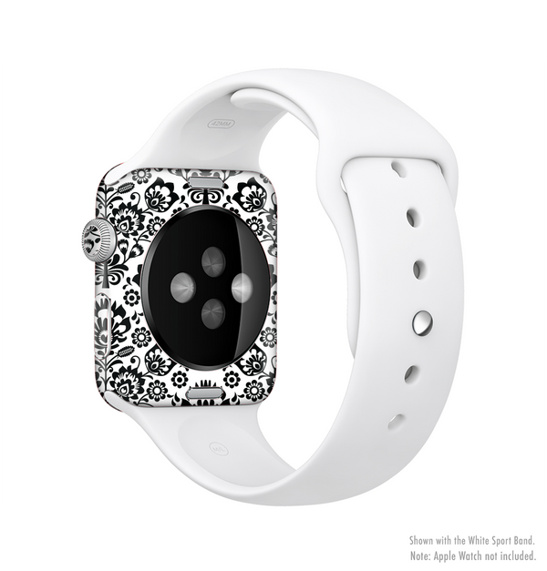 The Black Floral Delicate Pattern Full-Body Skin Kit for the Apple Watch