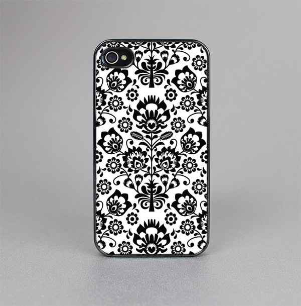 The Black Floral Delicate Pattern Skin-Sert for the Apple iPhone 4-4s Skin-Sert Case