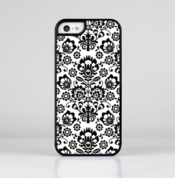 The Black Floral Delicate Pattern Skin-Sert Case for the Apple iPhone 5c