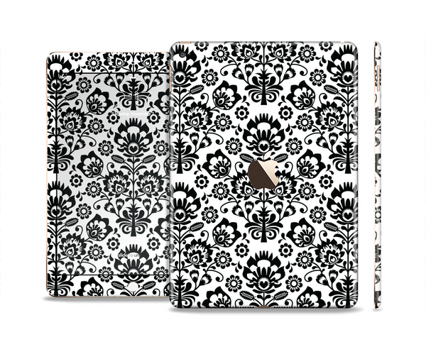 The Black Floral Delicate Pattern Skin Set for the Apple iPad Pro