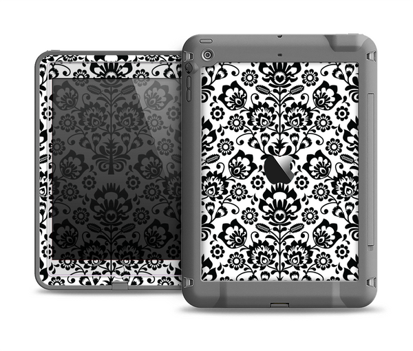 The Black Floral Delicate Pattern Apple iPad Mini LifeProof Fre Case Skin Set