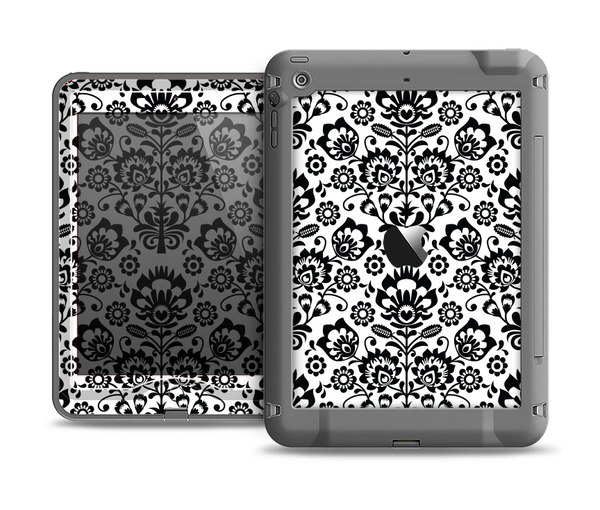 The Black Floral Delicate Pattern Apple iPad Air LifeProof Nuud Case Skin Set