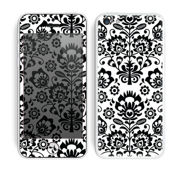 The Black Floral Delicate Pattern Skin for the Apple iPhone 5c