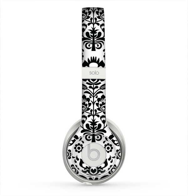 The Black Floral Delicate Pattern Skin for the Beats by Dre Solo 2 Headphones