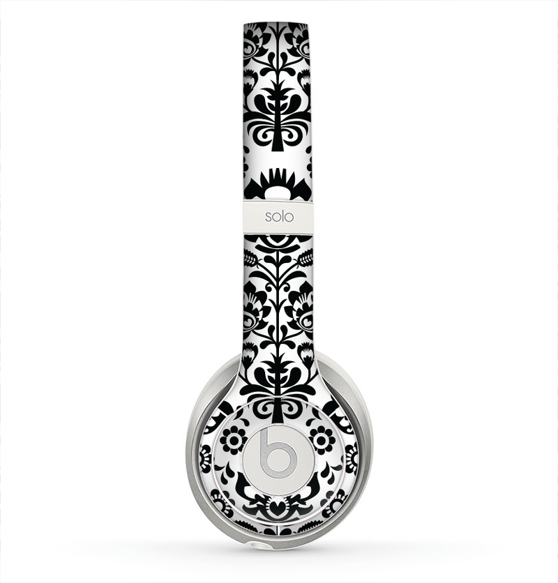 The Black Floral Delicate Pattern Skin for the Beats by Dre Solo 2 Headphones