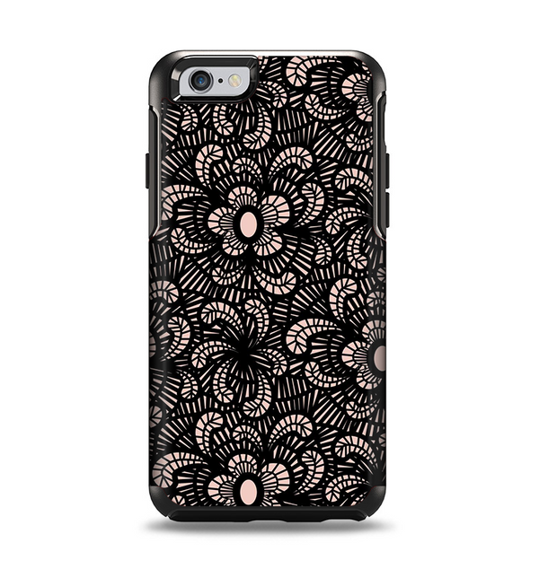 The Black Floral Lace Apple iPhone 6 Otterbox Symmetry Case Skin Set