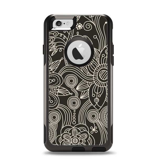 The Black Floral Laced Pattern V2 Apple iPhone 6 Otterbox Commuter Case Skin Set