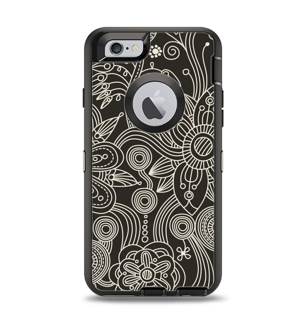 The Black Floral Laced Pattern V2 Apple iPhone 6 Otterbox Defender Case Skin Set