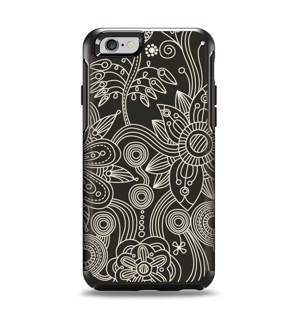The Black Floral Laced Pattern V2 Apple iPhone 6 Otterbox Symmetry Case Skin Set