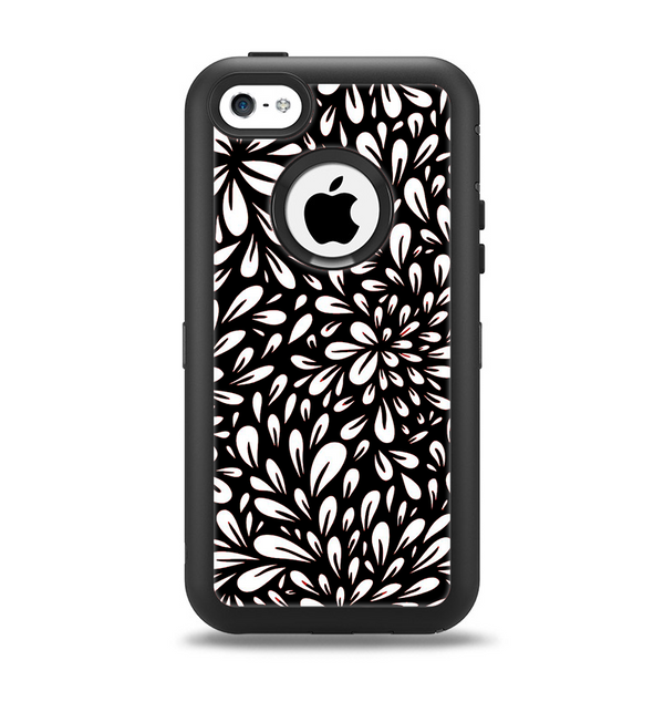 The Black Floral Sprout Apple iPhone 5c Otterbox Defender Case Skin Set