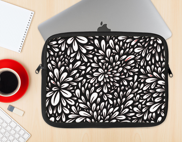 The Black Floral Sprout Ink-Fuzed NeoPrene MacBook Laptop Sleeve