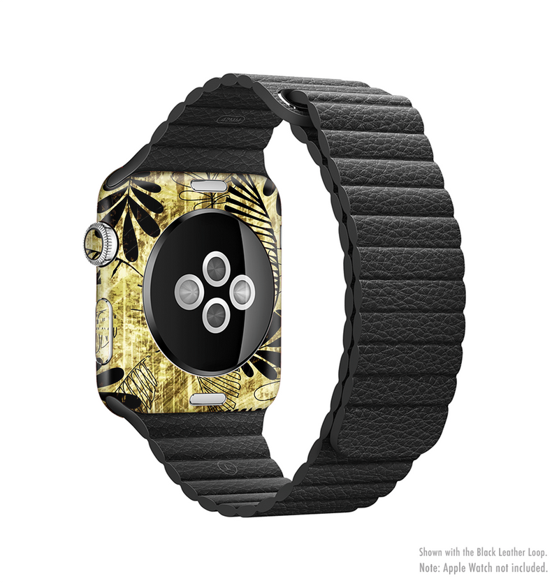 The Black & Gold Grunge Leaf Surface Full-Body Skin Kit for the Apple Watch