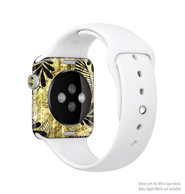 The Black & Gold Grunge Leaf Surface Full-Body Skin Kit for the Apple Watch