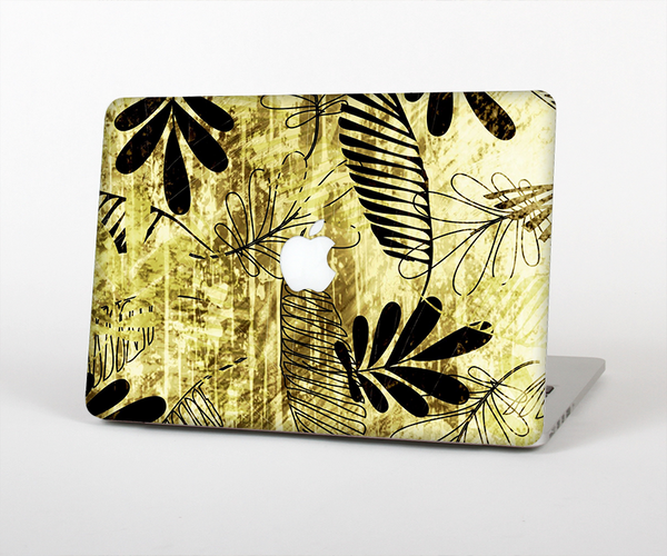 The Black & Gold Grunge Leaf Surface Skin Set for the Apple MacBook Pro 13" with Retina Display