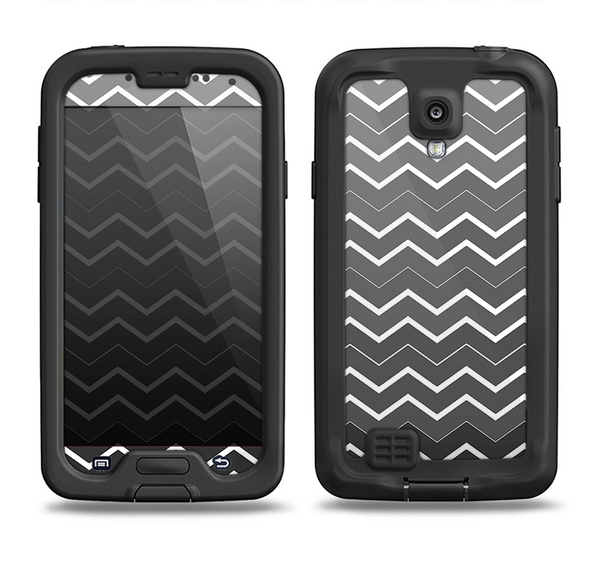 The Black Gradient Layered Chevron Samsung Galaxy S4 LifeProof Nuud Case Skin Set