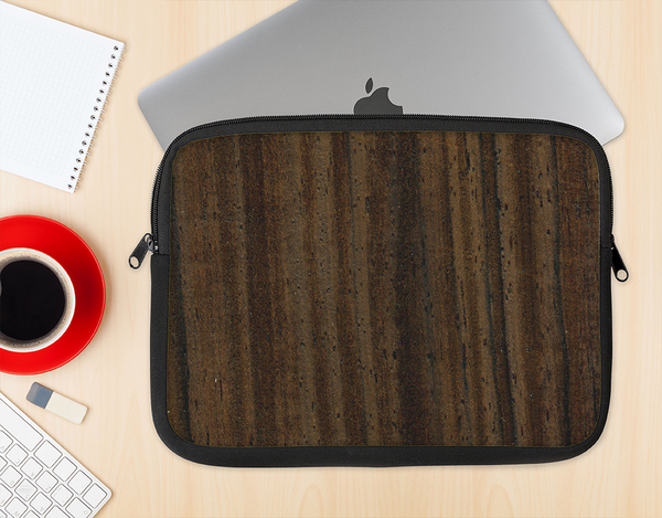 The Black Grained Walnut Wood Ink-Fuzed NeoPrene MacBook Laptop Sleeve