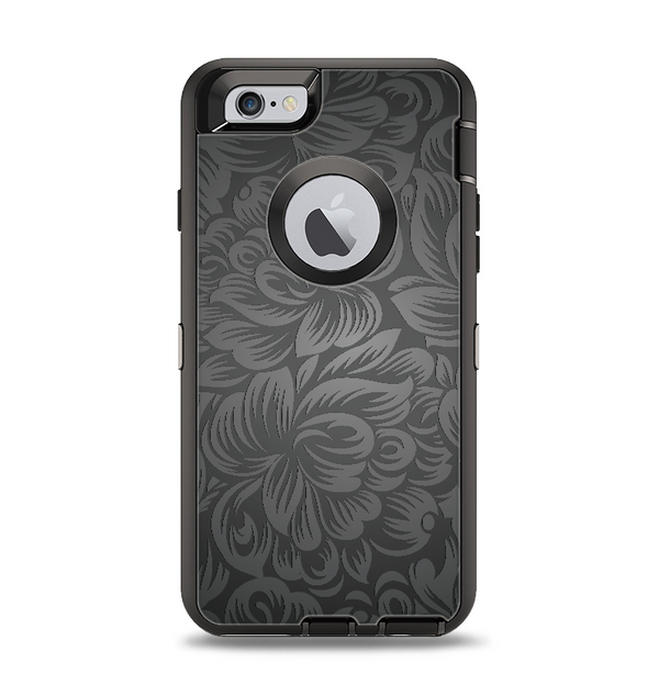 The Black & Gray Dark Lace Floral Apple iPhone 6 Otterbox Defender Case Skin Set