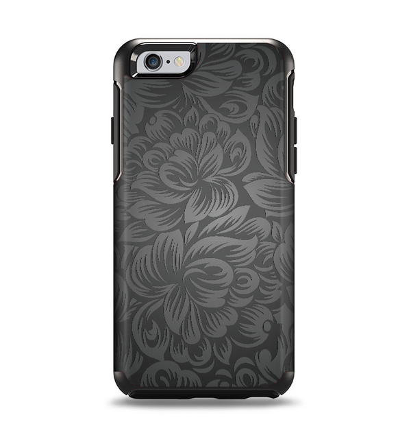 The Black & Gray Dark Lace Floral Apple iPhone 6 Otterbox Symmetry Case Skin Set