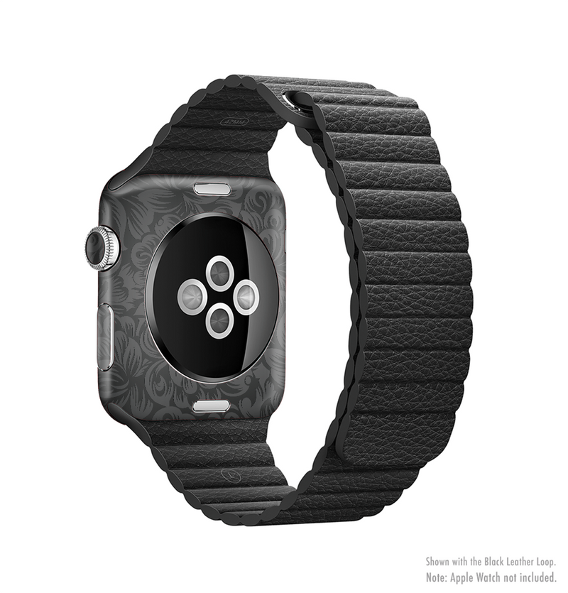 The Black & Gray Dark Lace Floral Full-Body Skin Kit for the Apple Watch
