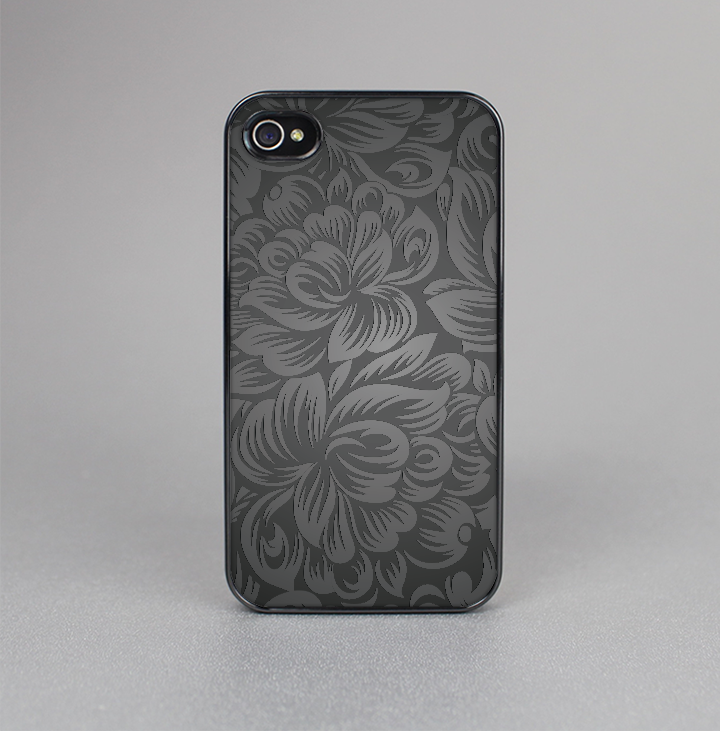 The Black & Gray Dark Lace Floral Skin-Sert Case for the Apple iPhone 4-4s