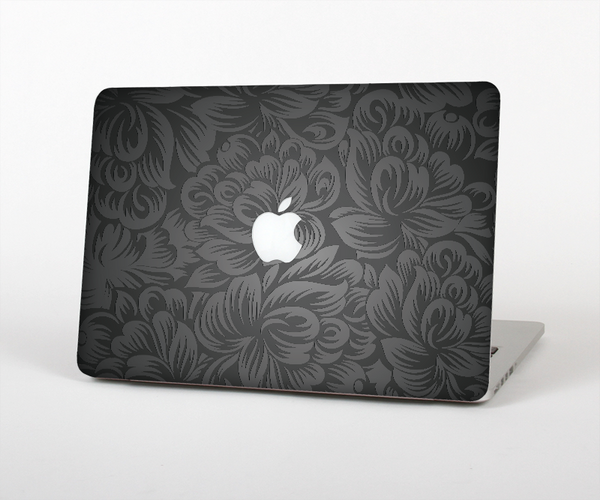 The Black & Gray Dark Lace Floral Skin Set for the Apple MacBook Pro 15"