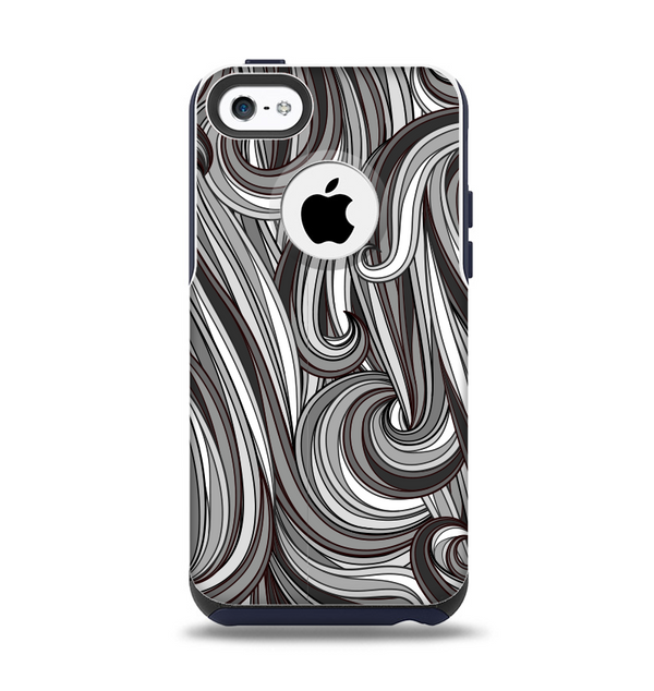 The Black & Gray Monochrome Pattern Apple iPhone 5c Otterbox Commuter Case Skin Set