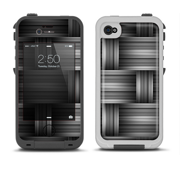 The Black & Gray Woven HD Pattern Apple iPhone 4-4s LifeProof Fre Case Skin Set