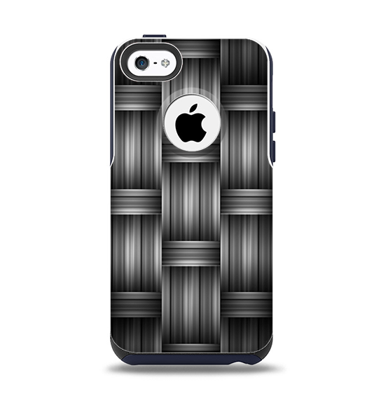 The Black & Gray Woven HD Pattern Apple iPhone 5c Otterbox Commuter Case Skin Set