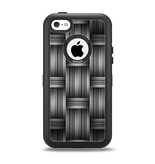 The Black & Gray Woven HD Pattern Apple iPhone 5c Otterbox Defender Case Skin Set