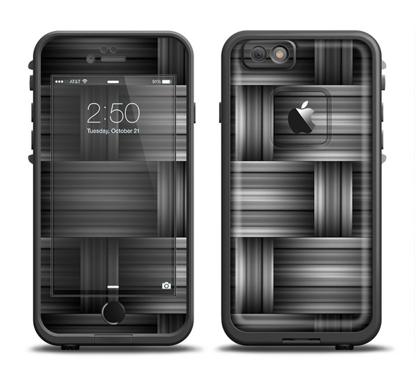 The Black & Gray Woven HD Pattern Apple iPhone 6/6s LifeProof Fre Case Skin Set