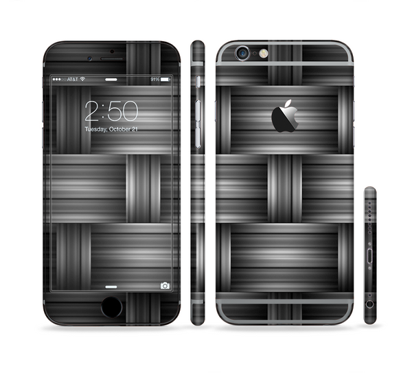 The Black & Gray Woven HD Pattern Sectioned Skin Series for the Apple iPhone 6s