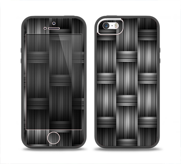 The Black & Gray Woven HD Pattern Skin Set for the iPhone 5-5s Skech Glow Case