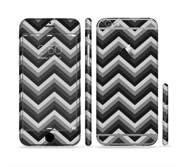 The Black Grayscale Layered Chevron Sectioned Skin Series for the Apple iPhone 6