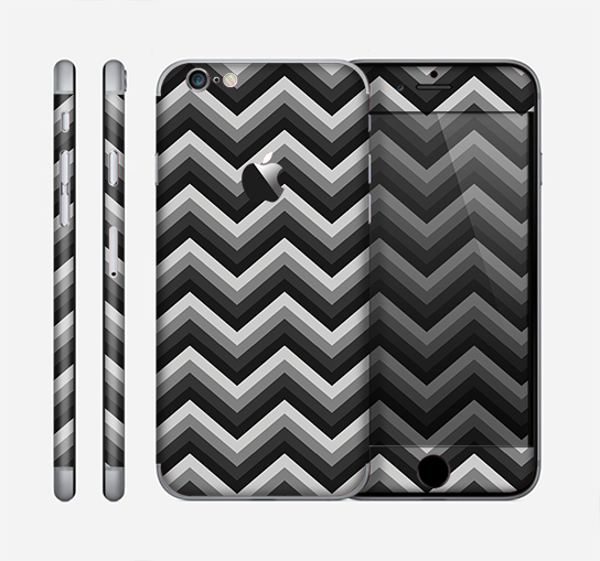 The Black Grayscale Layered Chevron Skin for the Apple iPhone 6