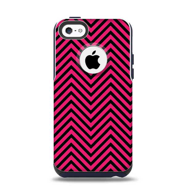 The Black & Pink Sharp Chevron Pattern Apple iPhone 5c Otterbox Commuter Case Skin Set