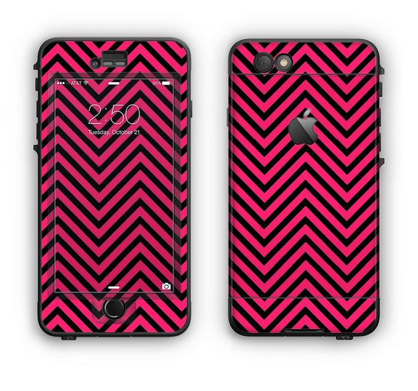 The Black & Pink Sharp Chevron Pattern Apple iPhone 6 Plus LifeProof Nuud Case Skin Set