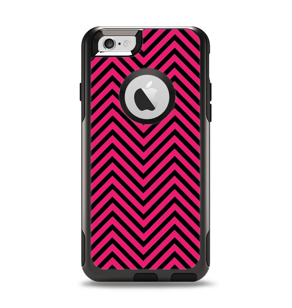 The Black & Pink Sharp Chevron Pattern Apple iPhone 6 Otterbox Commuter Case Skin Set