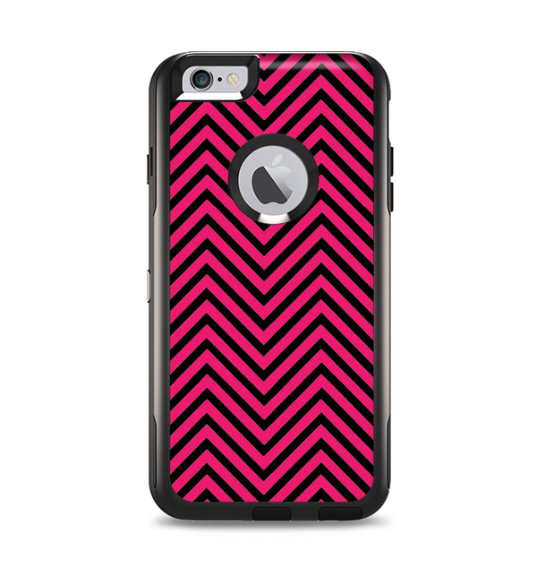 The Black & Pink Sharp Chevron Pattern Apple iPhone 6 Plus Otterbox Commuter Case Skin Set