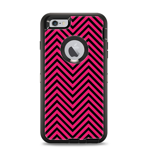 The Black & Pink Sharp Chevron Pattern Apple iPhone 6 Plus Otterbox Defender Case Skin Set