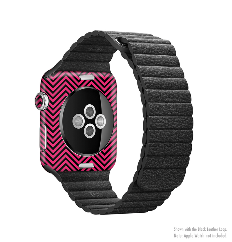 The Black & Pink Sharp Chevron Pattern Full-Body Skin Kit for the Apple Watch