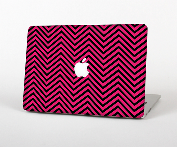 The Black & Pink Sharp Chevron Pattern Skin Set for the Apple MacBook Pro 13" with Retina Display