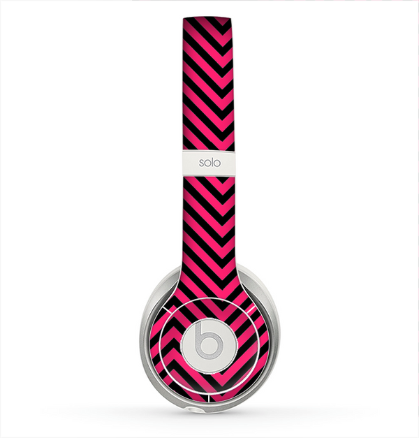 The Black & Pink Sharp Chevron Pattern Skin for the Beats by Dre Solo 2 Headphones