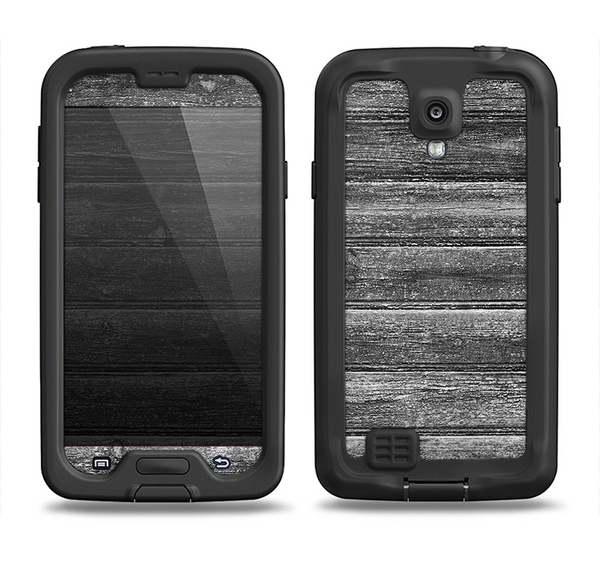 The Black Planks of Wood Samsung Galaxy S4 LifeProof Nuud Case Skin Set
